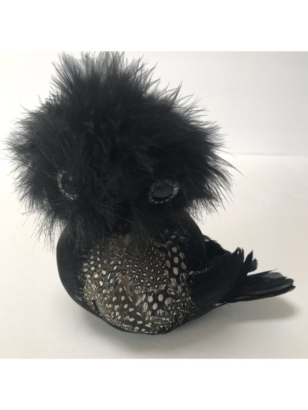 Pier 1 Imports Owl Figurine Halloween Decor Black Feathers Forest Bird Fall Spot